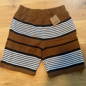 Burberry Brown and White Striped Men's Shorts Size M